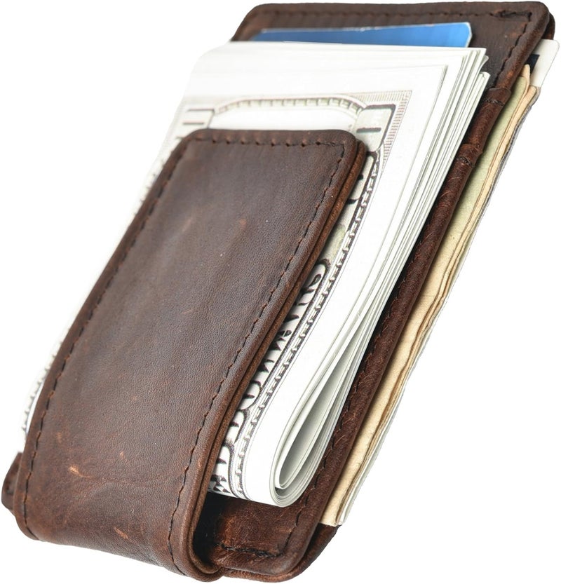 HOPSOOKEN مشبك نقود RFID محفظة جيب أمامية للرجال جلد نحيف محفظة بسيطة - Image 5